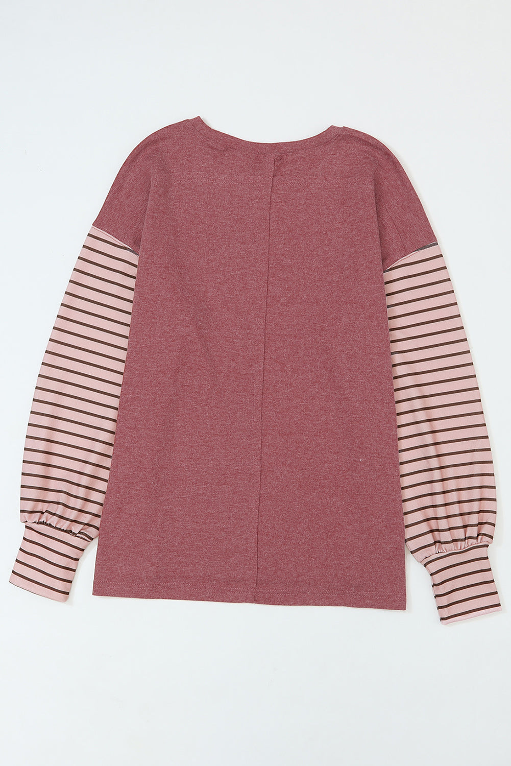 "Striped Bishop Sleeve Top with Side Slits"