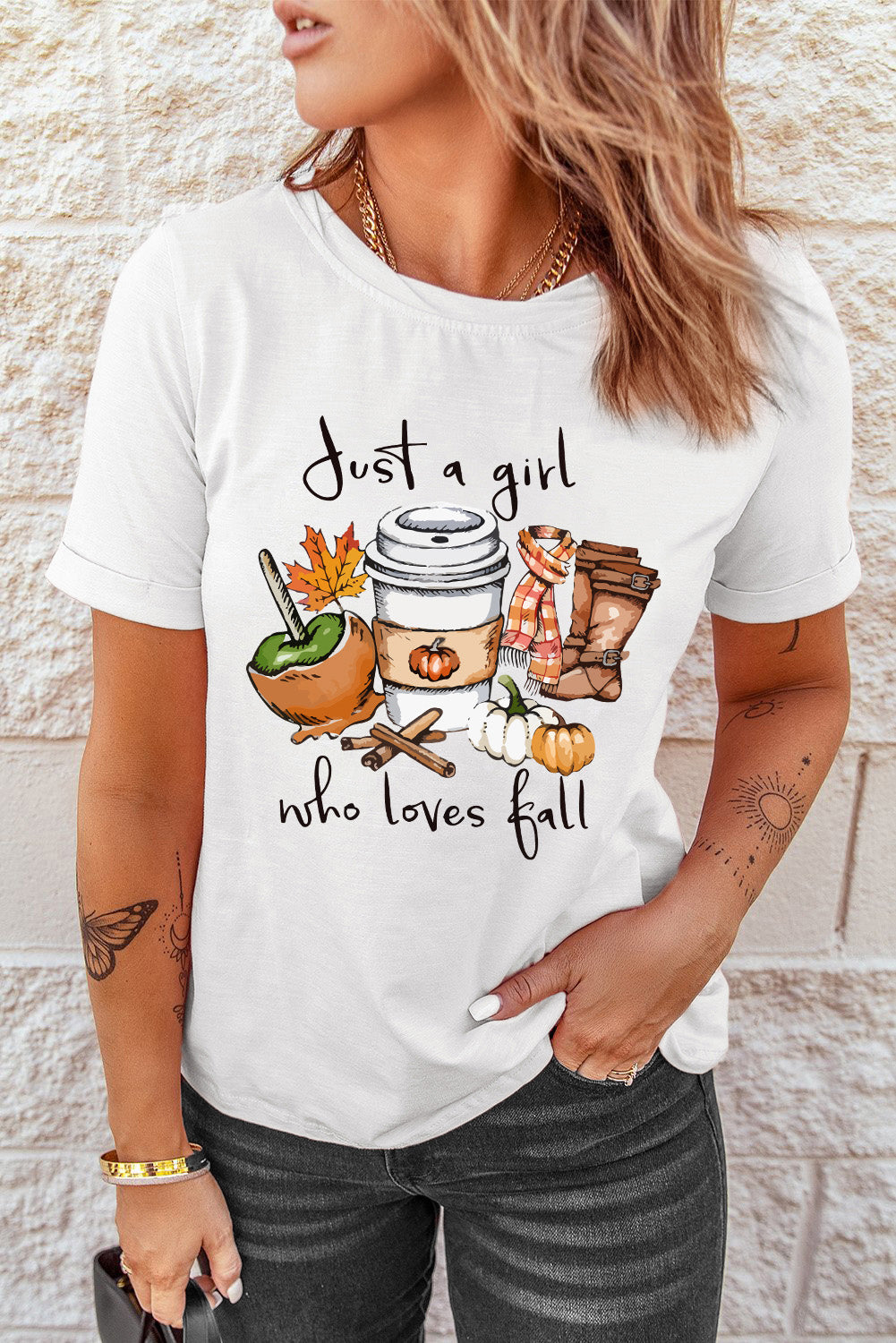 "Just a Girl Who Loves Fall" Crew Neck Tee