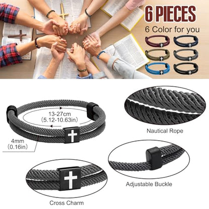 "6 Pcs Adjustable Rope Bracelet"