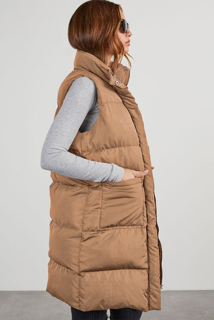 Black Puffer Zip Up Vest Coat