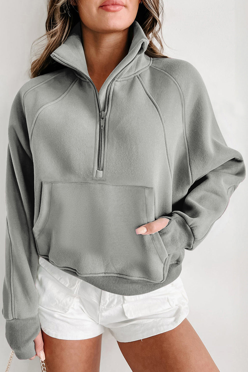 Zip-Up Sweatshirt w/Thumbhole