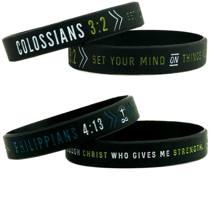 "(6-pack) Faith Wristbands" w/Bible Verses