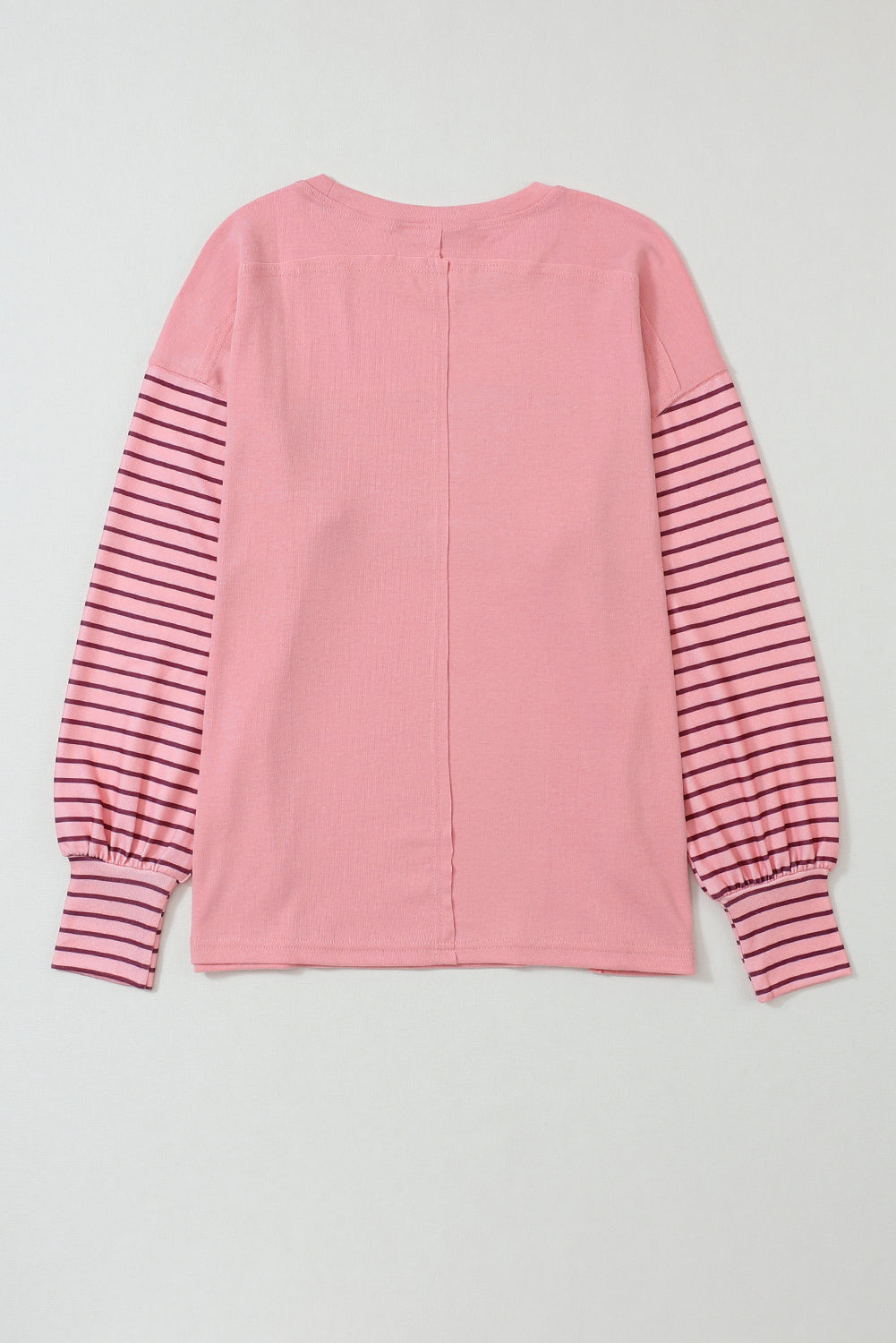 "Striped Bishop Sleeve Top with Side Slits"