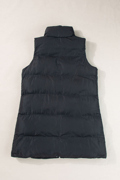 Black Puffer Zip Up Vest Coat