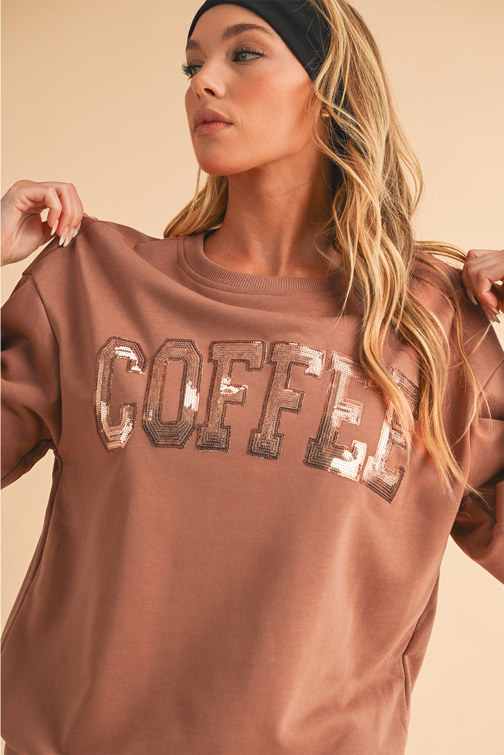 **SET** "COFFEE Loose Fit Sweatshirt and Shorts"