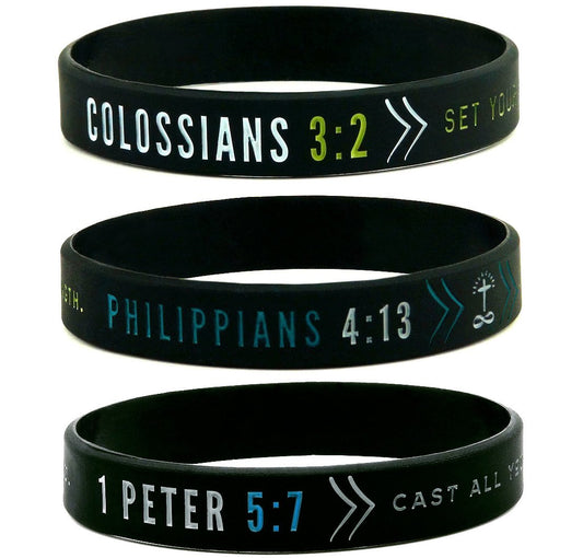 "(6-pack) Faith Wristbands" w/Bible Verses