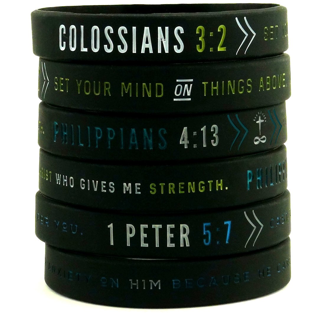 "(6-pack) Faith Wristbands" w/Bible Verses