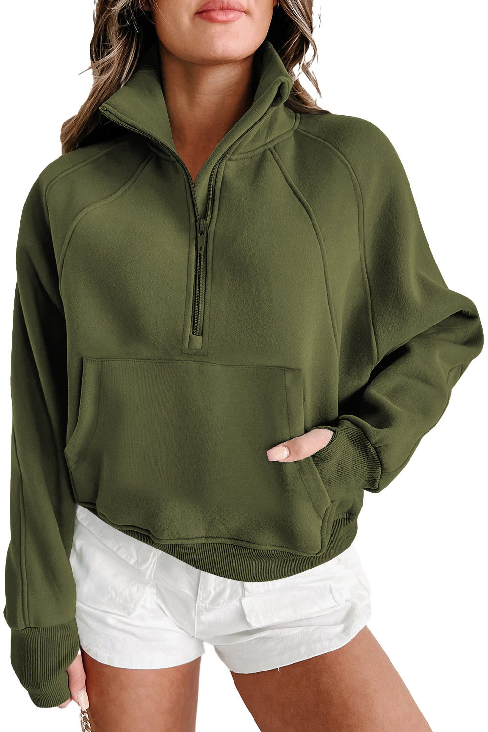 Zip-Up Sweatshirt w/Thumbhole