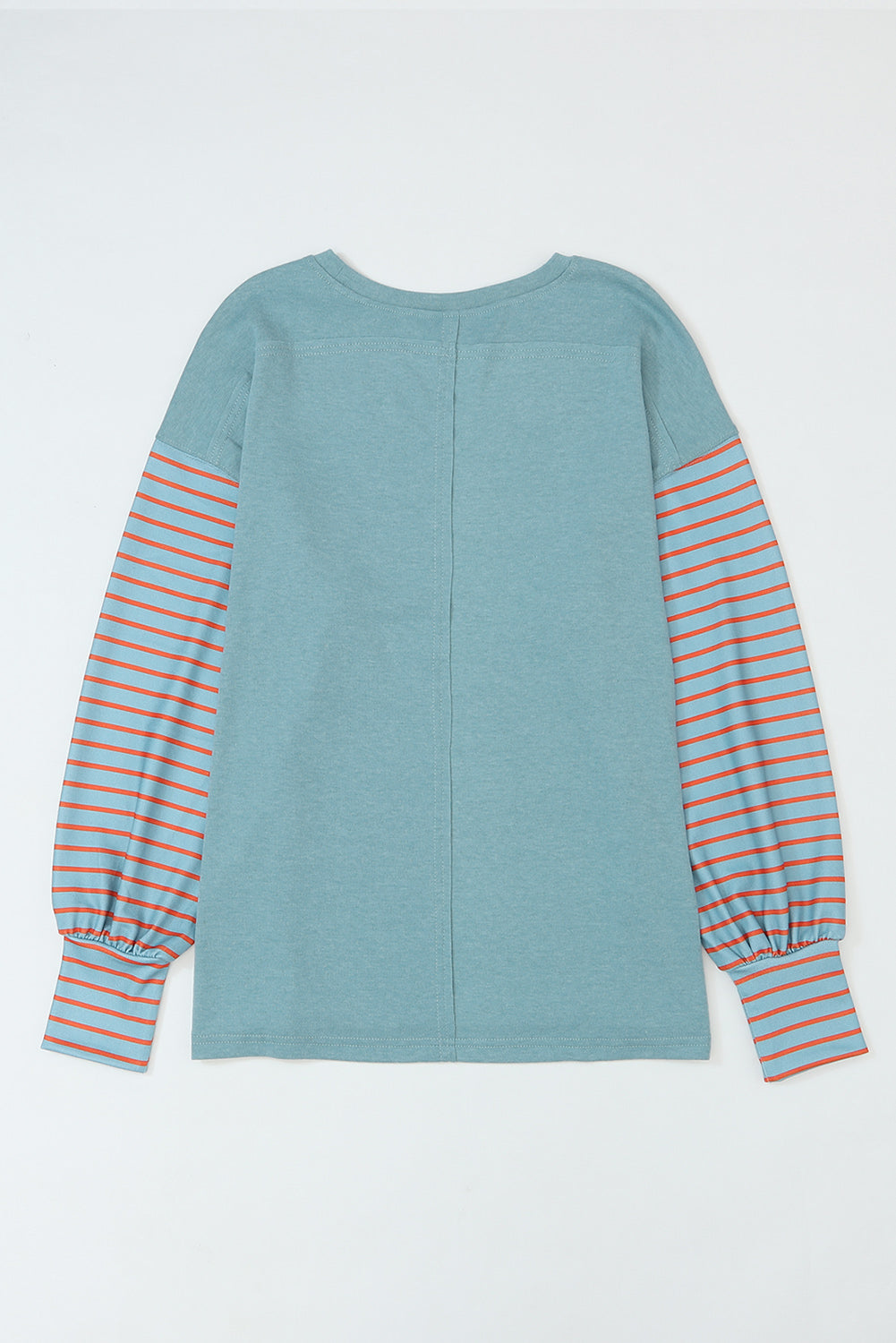 "Striped Bishop Sleeve Top with Side Slits"