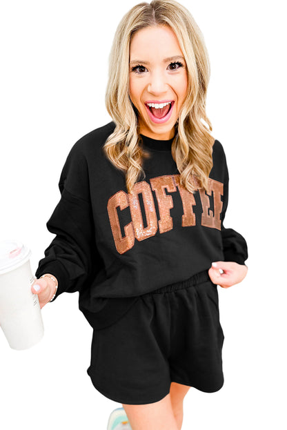 **SET** "COFFEE Loose Fit Sweatshirt and Shorts"