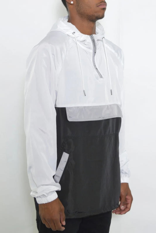 "Black/White Anorak Pullover" Windbreaker