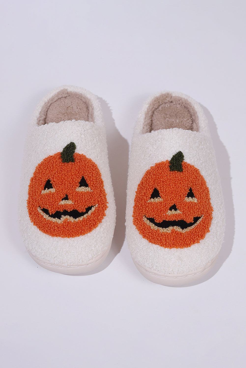 "Halloween Pumpkin Print Plush" Slippers