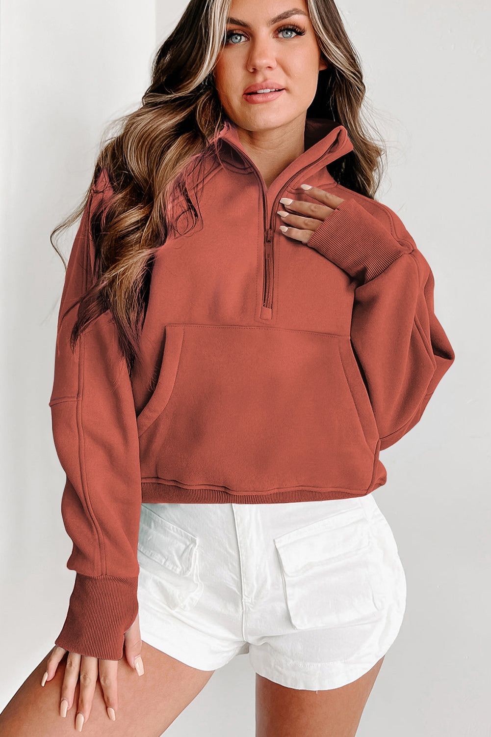 Zip-Up Sweatshirt w/Thumbhole