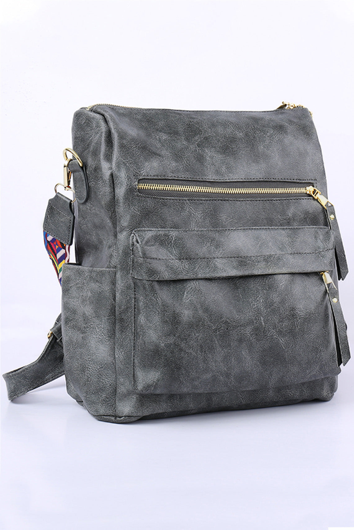 "Dark Grey Aztec Pattern" Backpack Handbag