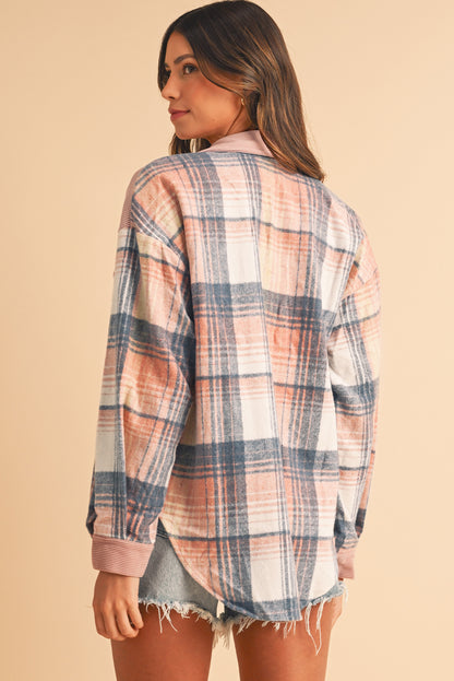 "Cinnamon Plaid Corduroy Loose" Shacket