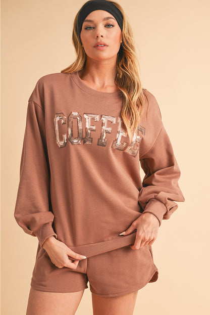 **SET** "COFFEE Loose Fit Sweatshirt and Shorts"