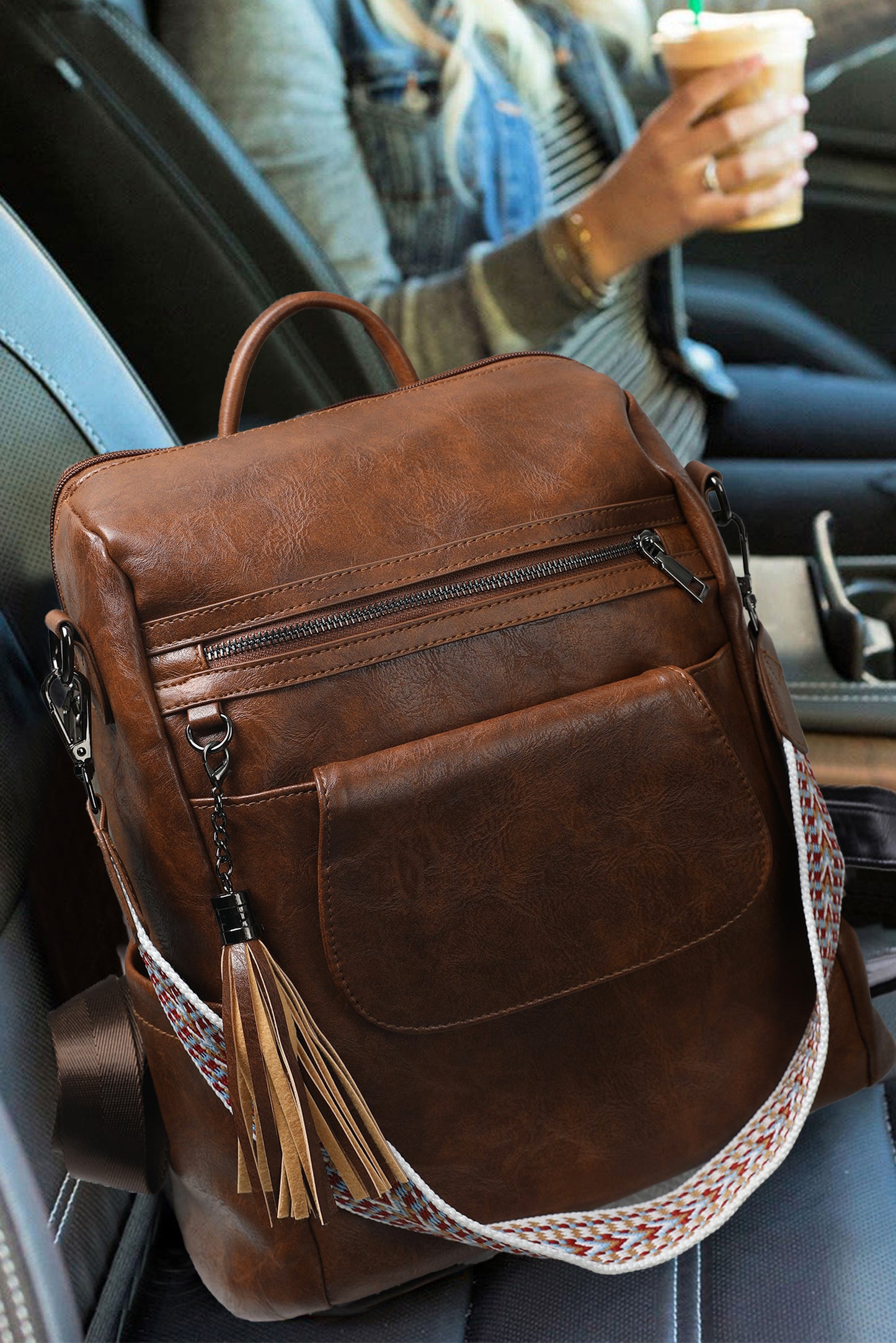 "Dark Brown Tassel" Backpack