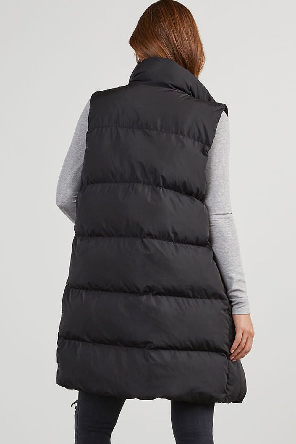 Black Puffer Zip Up Vest Coat