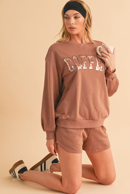 **SET** "COFFEE Loose Fit Sweatshirt and Shorts"