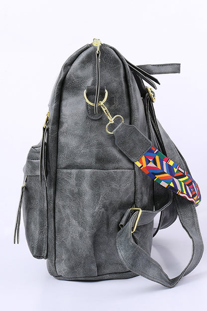 "Dark Grey Aztec Pattern" Backpack Handbag