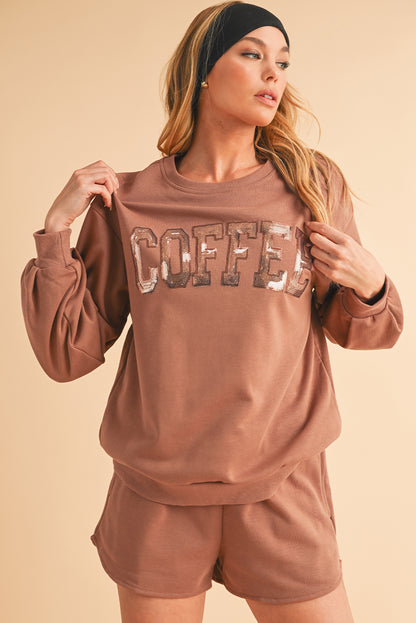 **SET** "COFFEE Loose Fit Sweatshirt and Shorts"