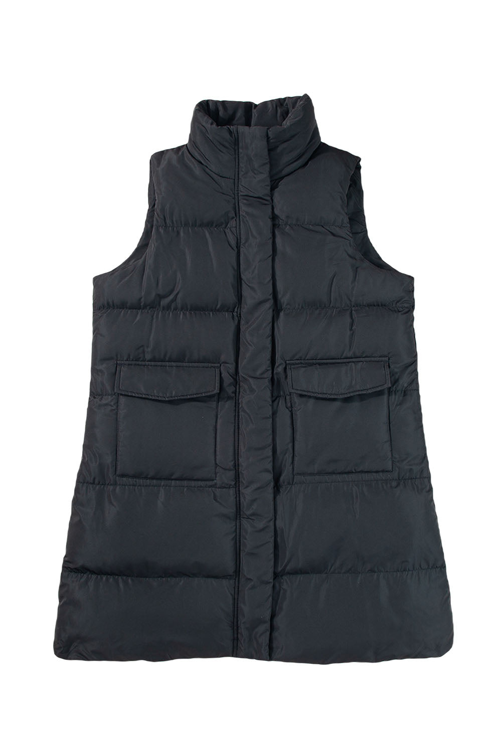 Black Puffer Zip Up Vest Coat