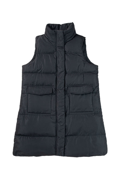 Black Puffer Zip Up Vest Coat