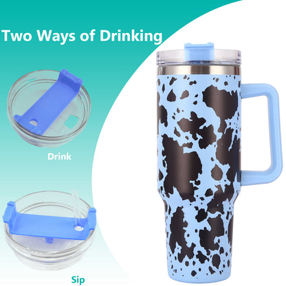 40oz Cow-print" Insulated Tumbler W/ Handle