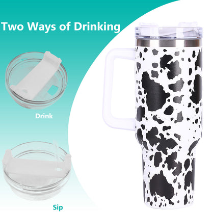 40oz Cow-print" Insulated Tumbler W/ Handle