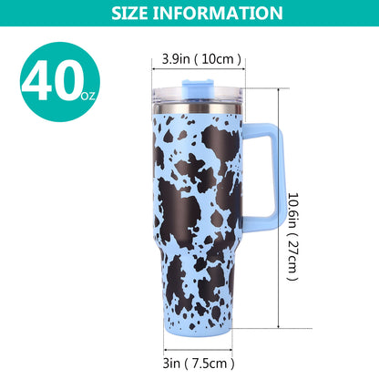 40oz Cow-print" Insulated Tumbler W/ Handle