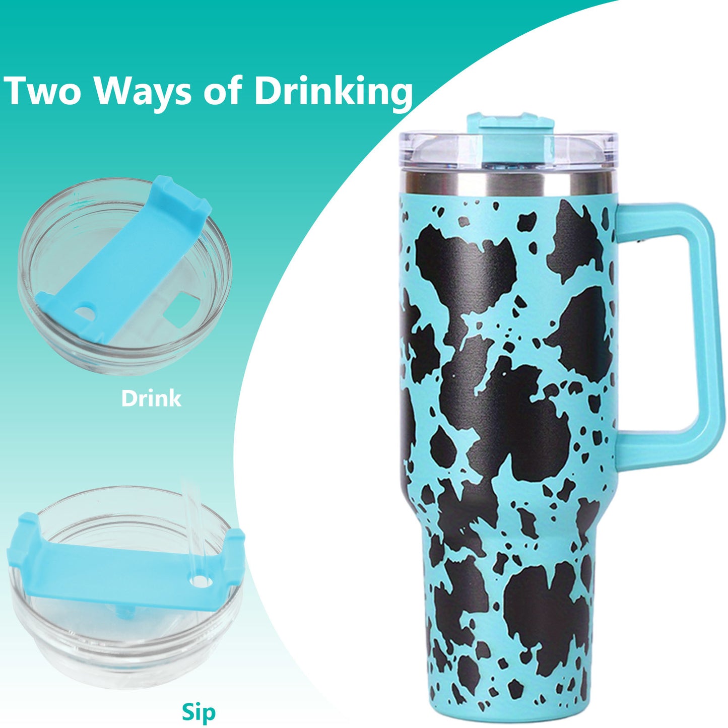 40oz Cow-print" Insulated Tumbler W/ Handle