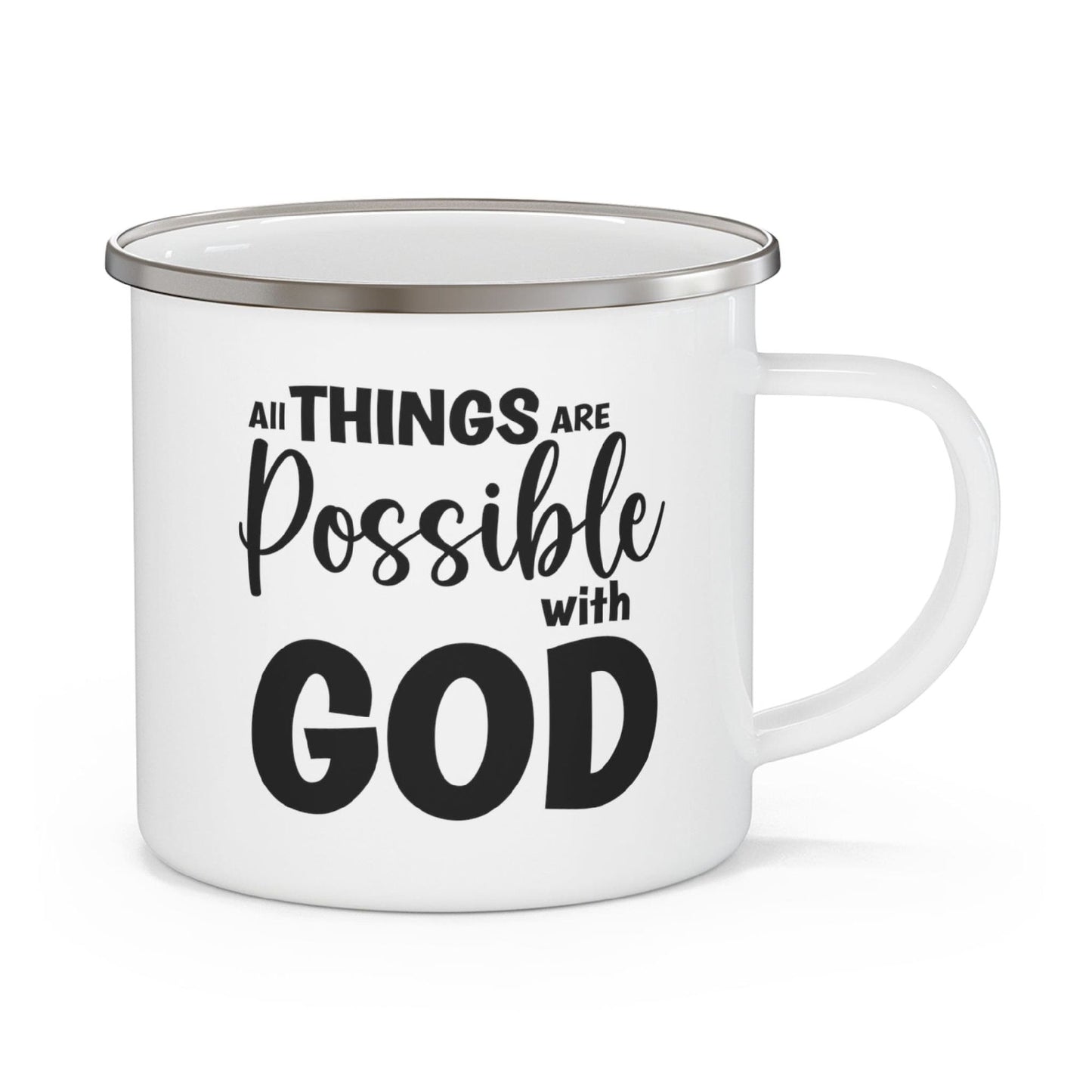 "All Things Are Possible With God" Enamel Mug