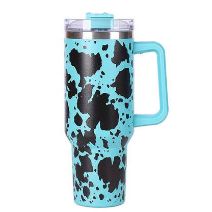 40oz Cow-print" Insulated Tumbler W/ Handle