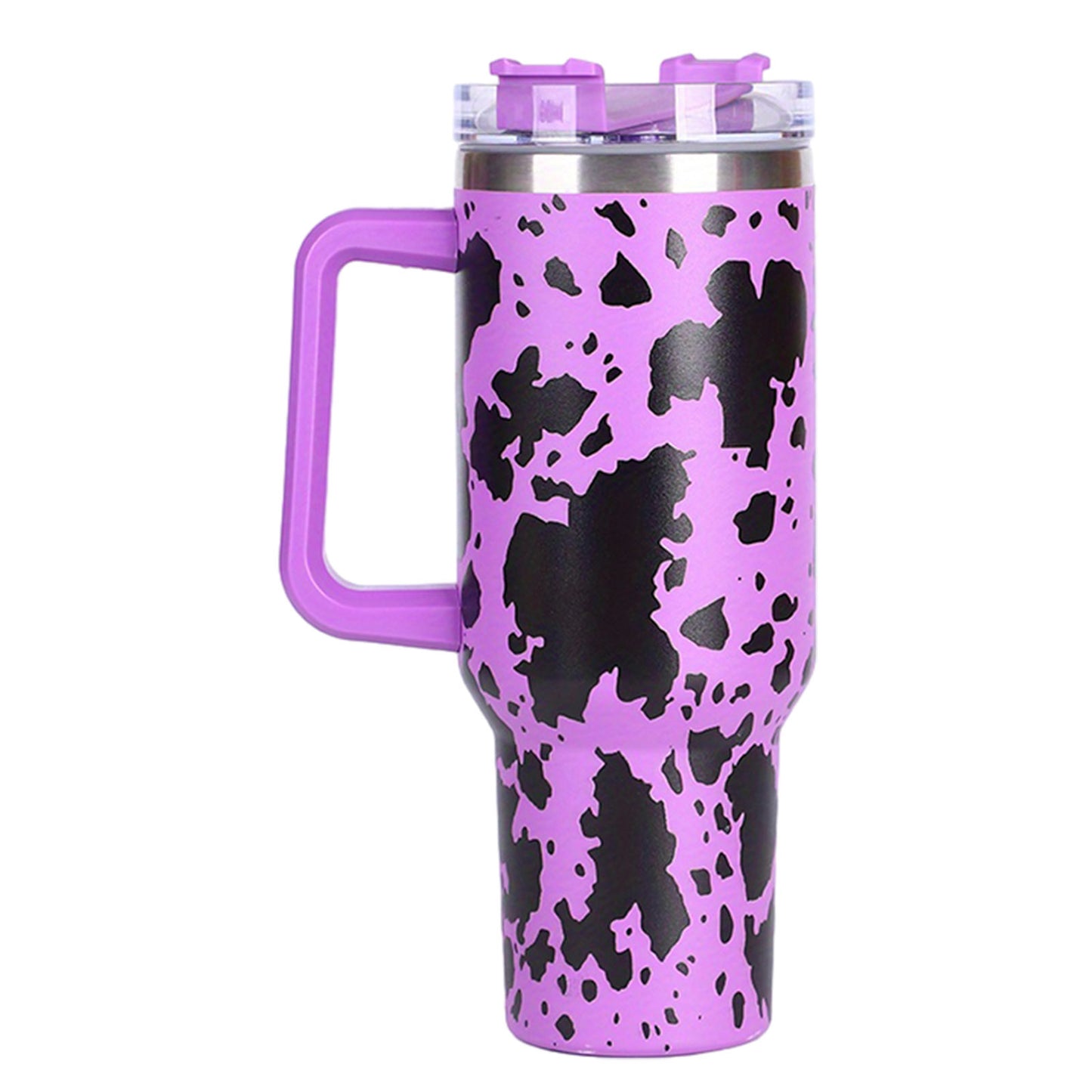 40oz Cow-print" Insulated Tumbler W/ Handle