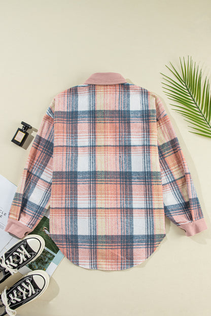 "Cinnamon Plaid Corduroy Loose" Shacket