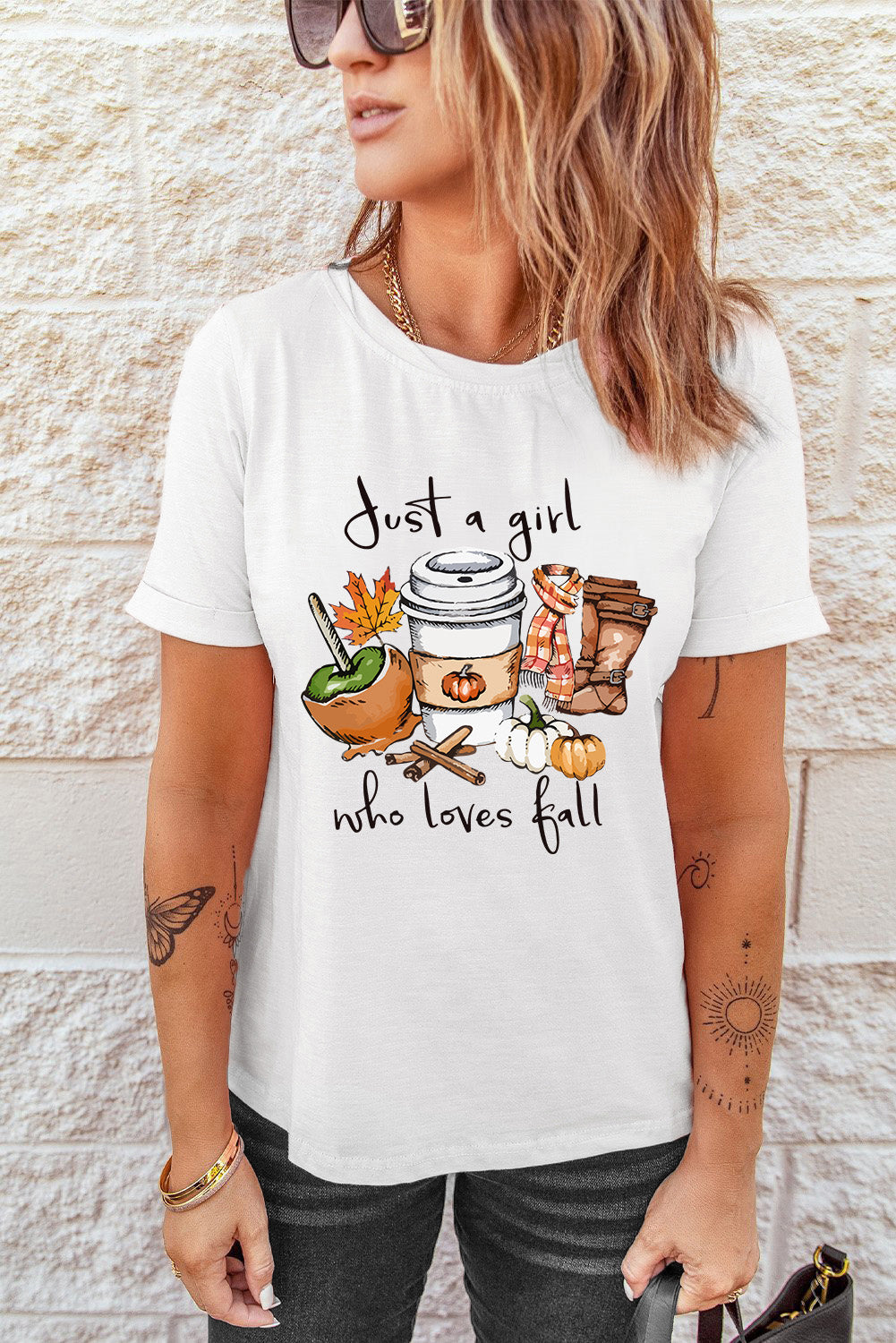 "Just a Girl Who Loves Fall" Crew Neck Tee