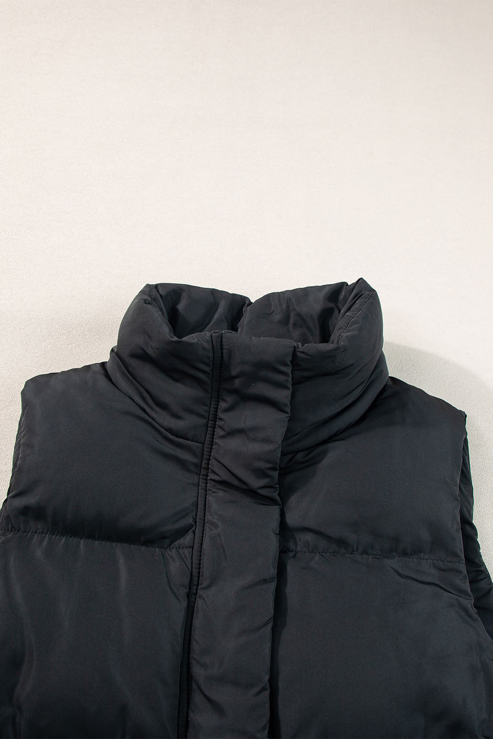 Black Puffer Zip Up Vest Coat