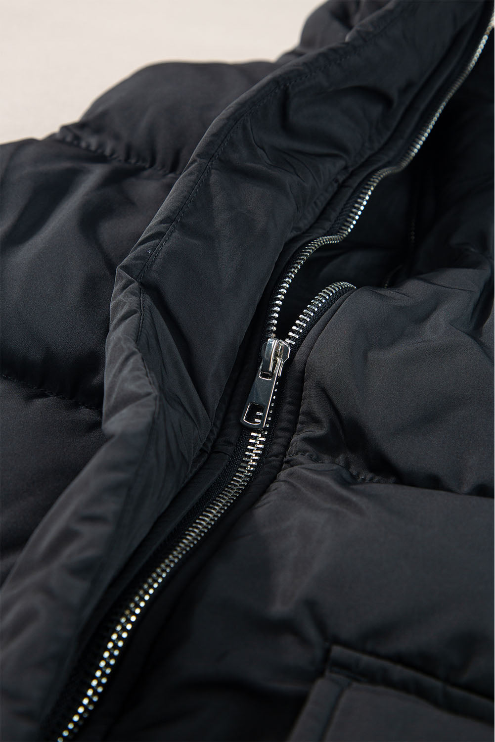 Black Puffer Zip Up Vest Coat