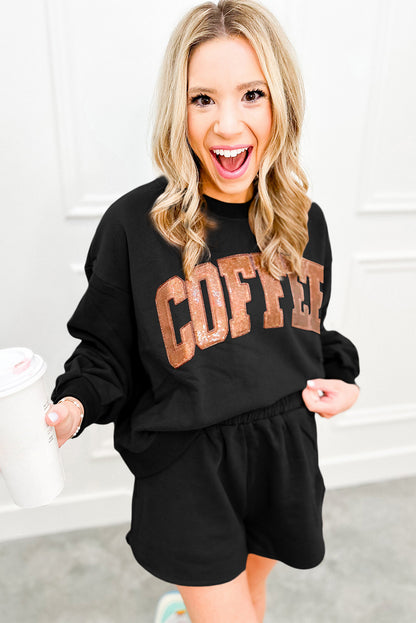 **SET** "COFFEE Loose Fit Sweatshirt and Shorts"