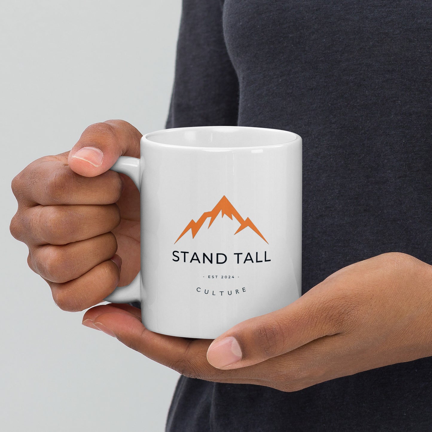 "Stand Tall Culture" Logo - White glossy mug