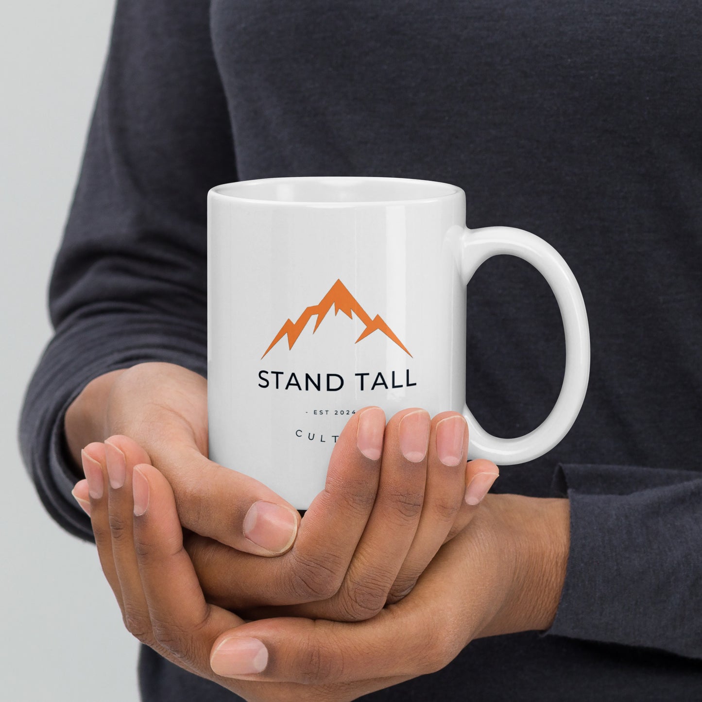 "Stand Tall Culture" Logo - White glossy mug