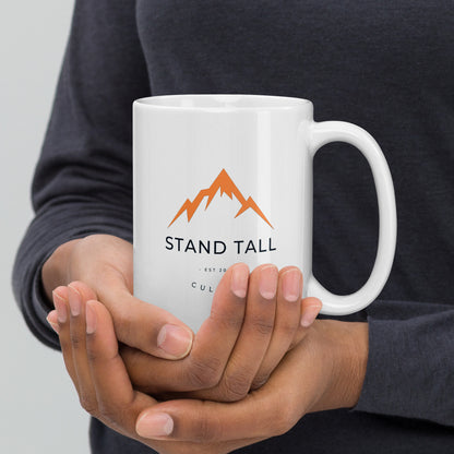 "Stand Tall Culture" Logo - White glossy mug