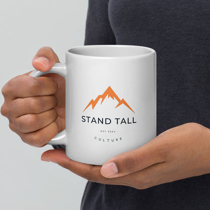 "Stand Tall Culture" Logo - White glossy mug