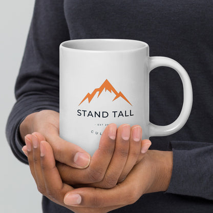 "Stand Tall Culture" Logo - White glossy mug